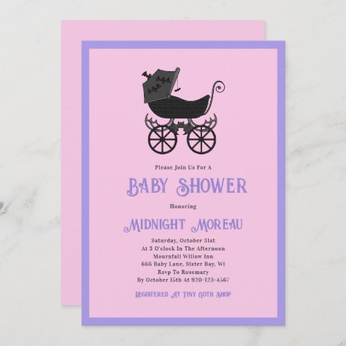 Pastel Goth Stroller Baby Shower Invitation