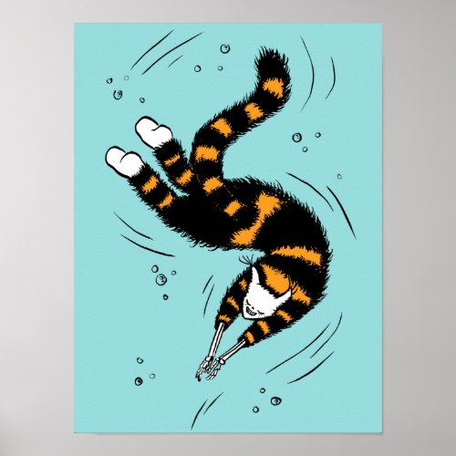 Pastel Goth Swimming Cat Skeleton Poster