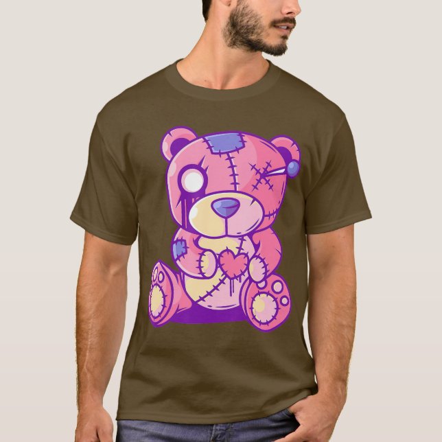 Pastel Goth Teddy Bear Japanese Anime Kawaii T-Shirt (Front)