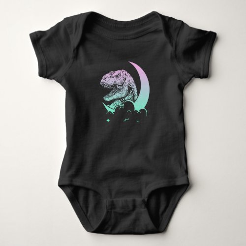 Pastel Goth Trex Moon Wiccan Dinosaurs Baby Bodysuit