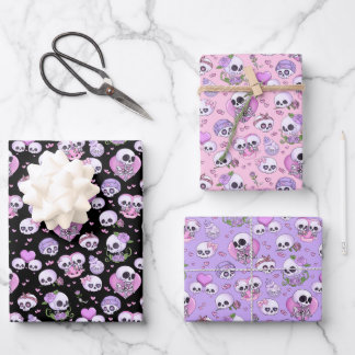 Pastel Goth Valentine's Day Gift Wrapping Paper Sheets