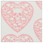 pastel goth valentines pink heart skull  fabric