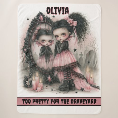 Pastel Goth Vampire Mirror Art Spooky Sherpa Blanket