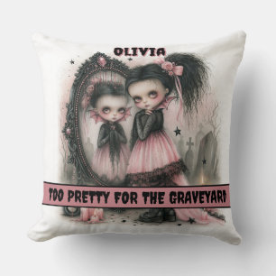 Pastel Goth Vampire Mirror Art Spooky Throw Pillow