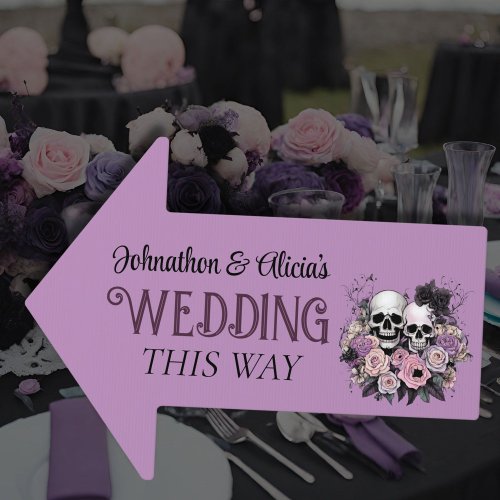 Pastel Goth Wedding Sign Directions This way arrow