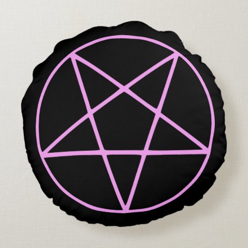 Pastel Goth Witchy Pentagram BlackPink Round Pillow