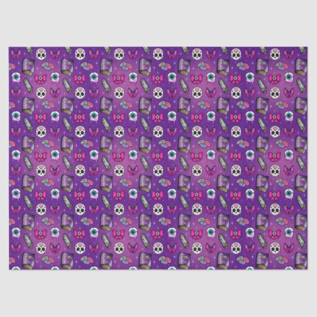Pastel Goth - Witchy - Purple Halloween Tissue Paper (Front)