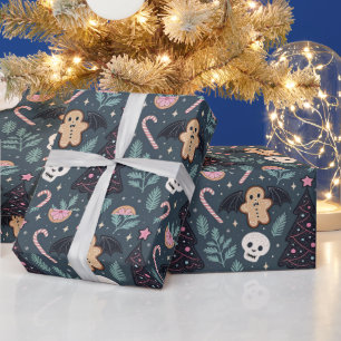 Pastel Gothic Botanical Christmas Wrapping Paper