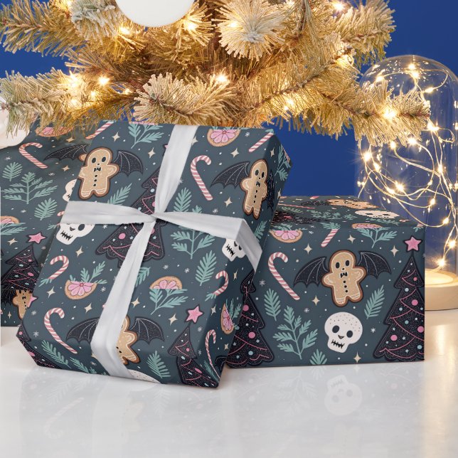 Pastel Gothic Botanical Christmas Wrapping Paper (Holidays)