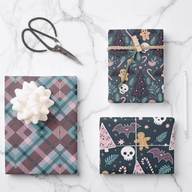 Pastel Gothic Christmas  Wrapping Paper Sheets (Front)