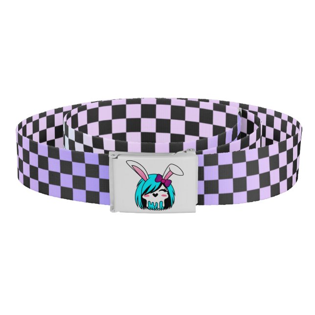 Pastel Gradient and Black Checker Pattern Belt (Coil)