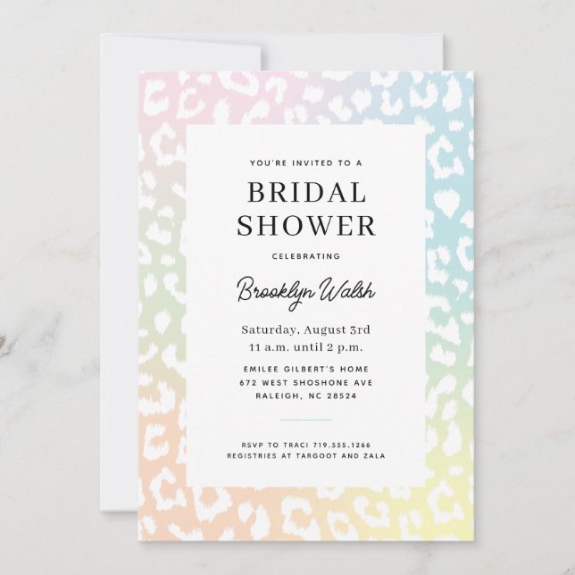 Pastel Gradient Animal Print Bridal Shower Invitation (Front)