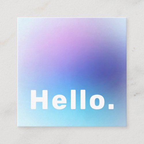 Pastel Gradient Aqua Blue Lilac Lavender Hello Square Business Card