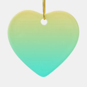 Pastel Gradient Background Turquoise Yellow Ceramic Ornament