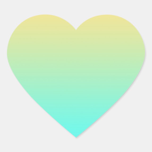 Pastel Gradient Background Turquoise Yellow Heart Sticker (Front)