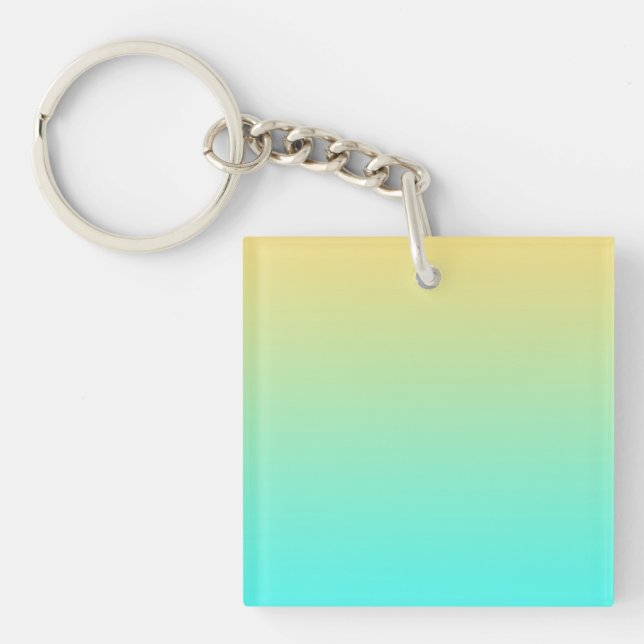 Pastel Gradient Background Turquoise Yellow Keychain (Front)