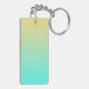 Pastel Gradient Background Turquoise Yellow Keychain