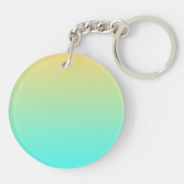 Pastel Gradient Background Turquoise Yellow Keychain (Back)