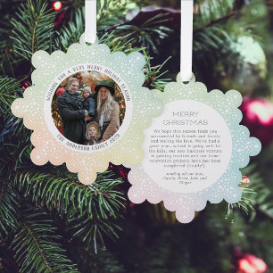 Pastel Gradient Blizzard Dots Snowy Photo Holiday Ornament Card
