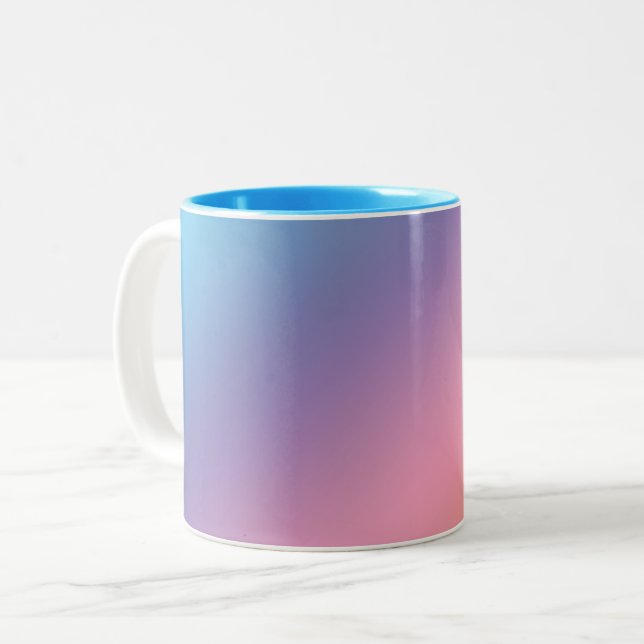 Pastel Gradient Blue Two-Tone Coffee Mug (Front Left)