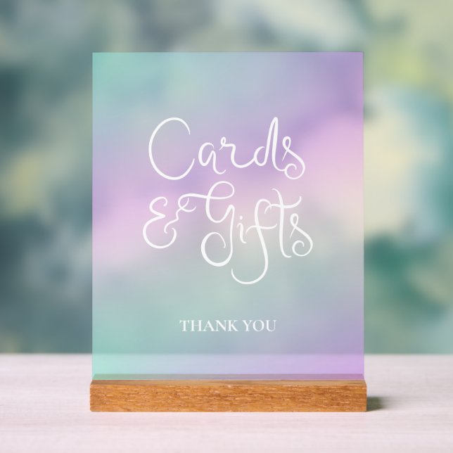 Pastel Gradient Cards and Gifts Acrylic Sign (Neutral)