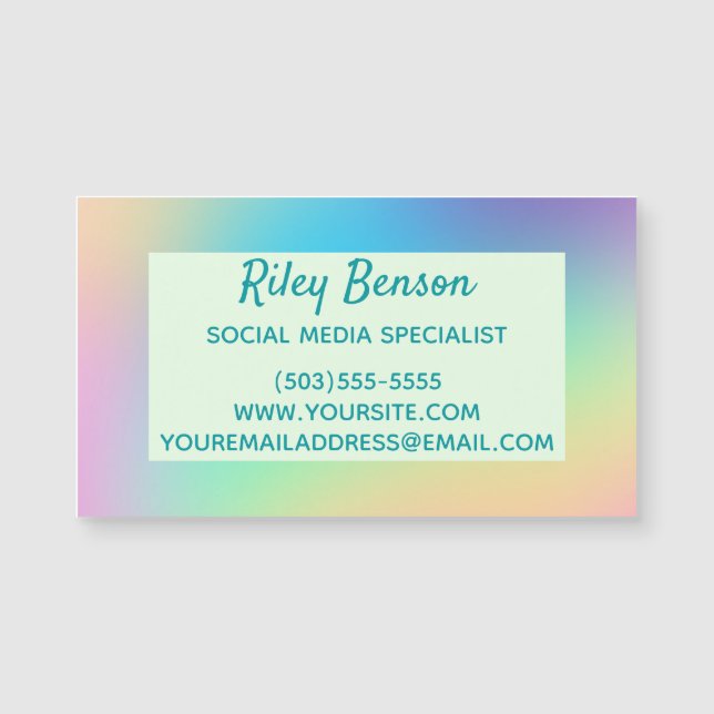 Pastel Gradient Design Magnetic Business Card (Front)