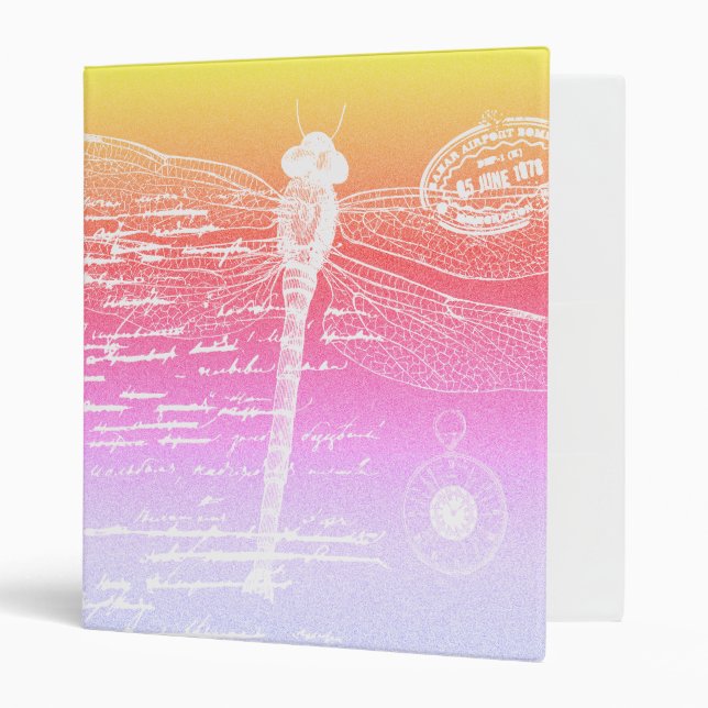 Pastel gradient dragonfly 3 ring binder (Front/Inside)