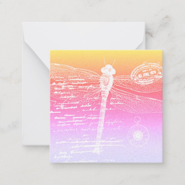 Pastel gradient dragonfly note card (Front)