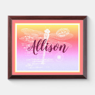 Pastel gradient dragonfly personalized Plaque