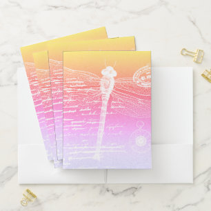 Pastel gradient dragonfly pocket folder