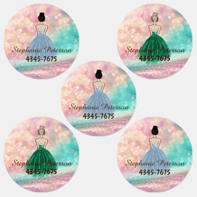 Pastel Gradient Glitter Rainbow Bokeh Clothing Kids' Labels (Group)
