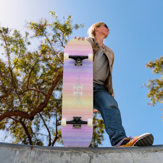 Pastel gradient lines Monogram Skateboard HAMbywG (Outdoor 1)
