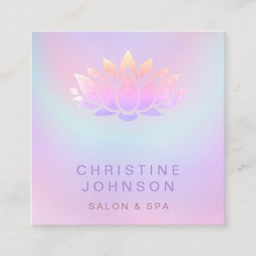 pastel gradient lotus flower square business card