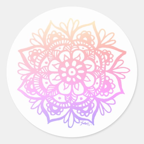 Pastel Gradient Mandala Flower Classic Round Sticker