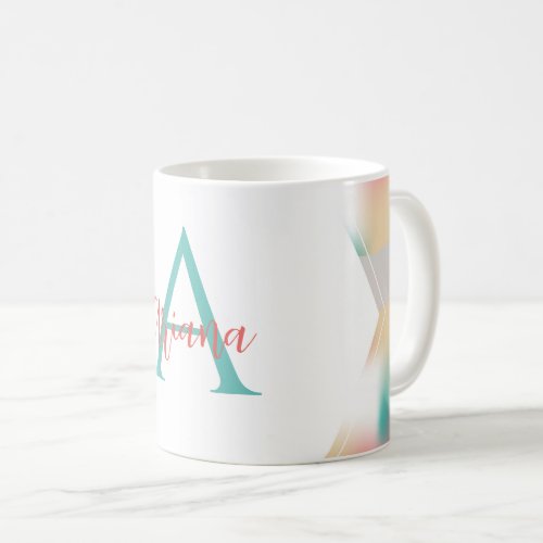 Pastel Gradient Mesh Personalized Name Monogram Coffee Mug