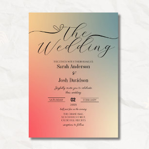 Pastel Gradient Ombre Modern Script Wedding Invitation