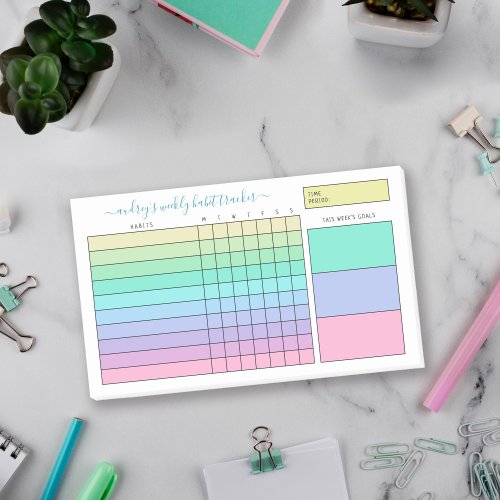 Pastel Gradient Purple Green Weekly Habit Tracker Post_it Notes