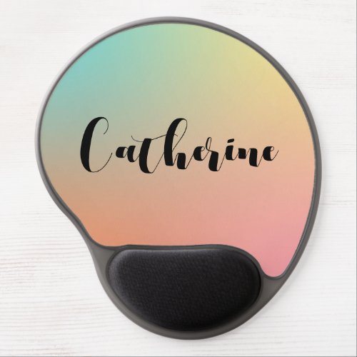 Pastel Gradient Rainbow Personalized Script Name Gel Mouse Pad