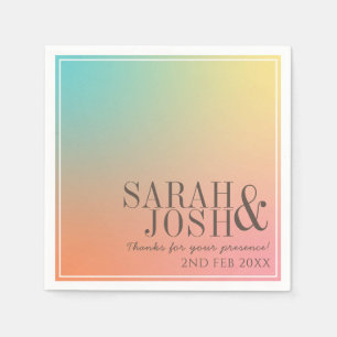 Pastel Gradient Retro Colorful Cool Ombre Wedding Napkins