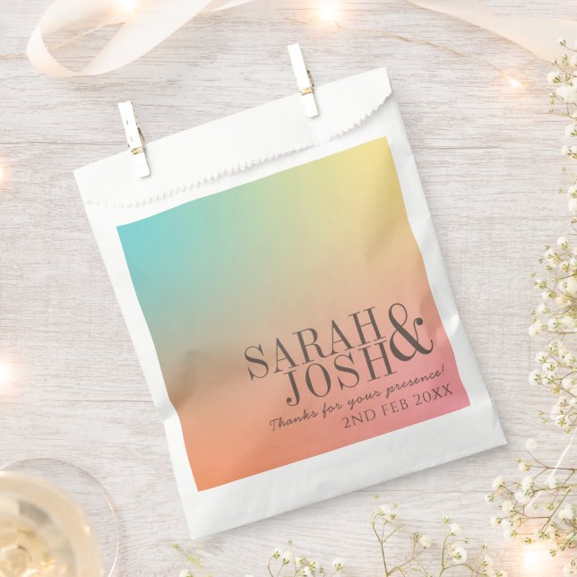 Pastel Gradient Retro Colorful Ombre Wedding  Favor Bag (Clipped)