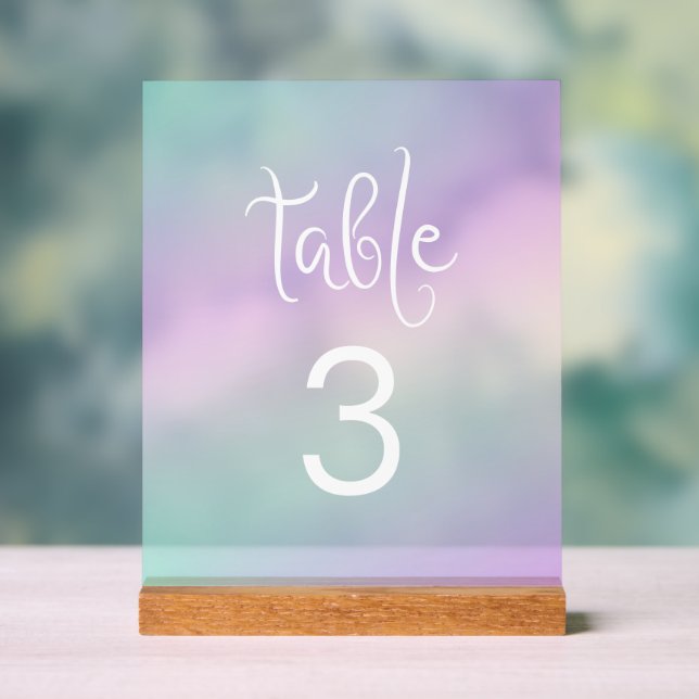 Pastel Gradient Table Number Acrylic Sign (Neutral)