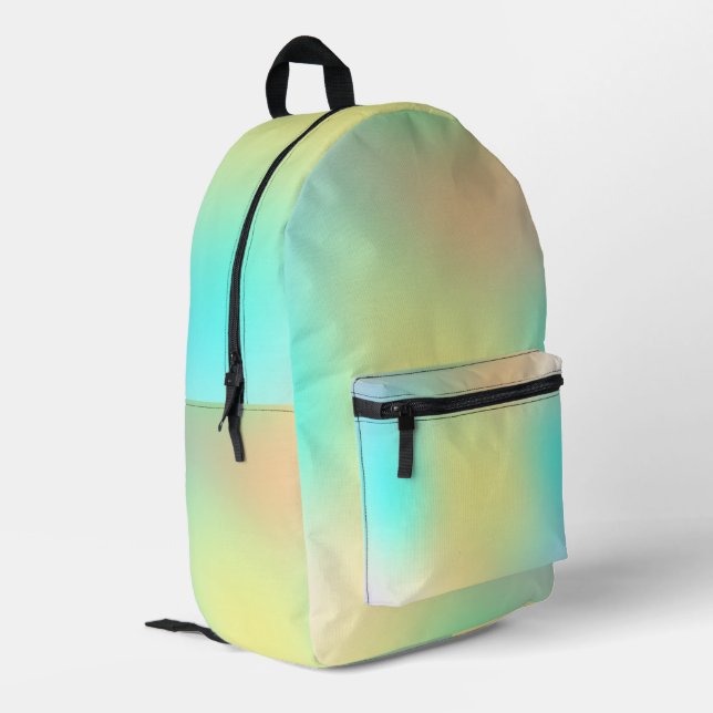 Pastel gradient tone colorful futuristic  printed backpack (Back Corner Left)