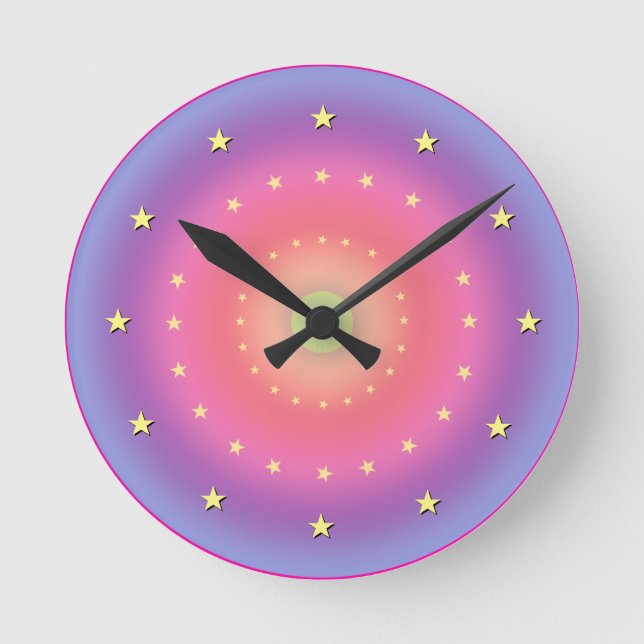Pastel Gradient with Stars Wall Clock (Front)