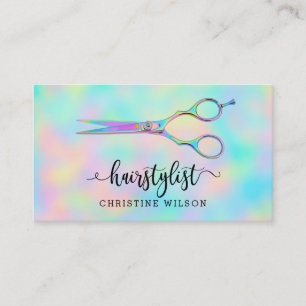pastel gradients hairstylist scissors business card