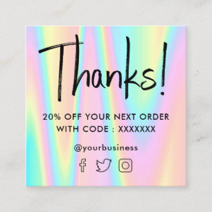 pastel gradients thank you square business card