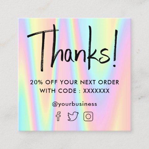 pastel gradients thank you square business card