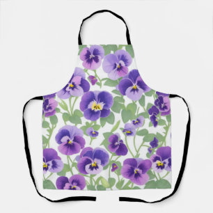 Pastel Graphic Purple Pansies Apron