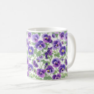Pastel Graphic Purple Pansies Coffee Mug