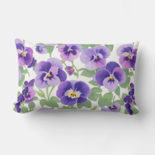 Pastel Graphic Purple Pansies Lumbar Pillow