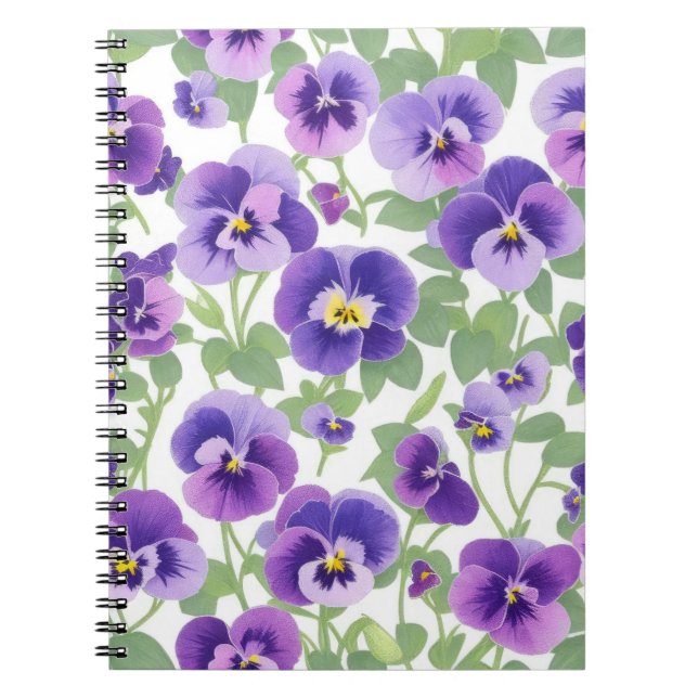 Pastel Graphic Purple Pansies Notebook (Front)